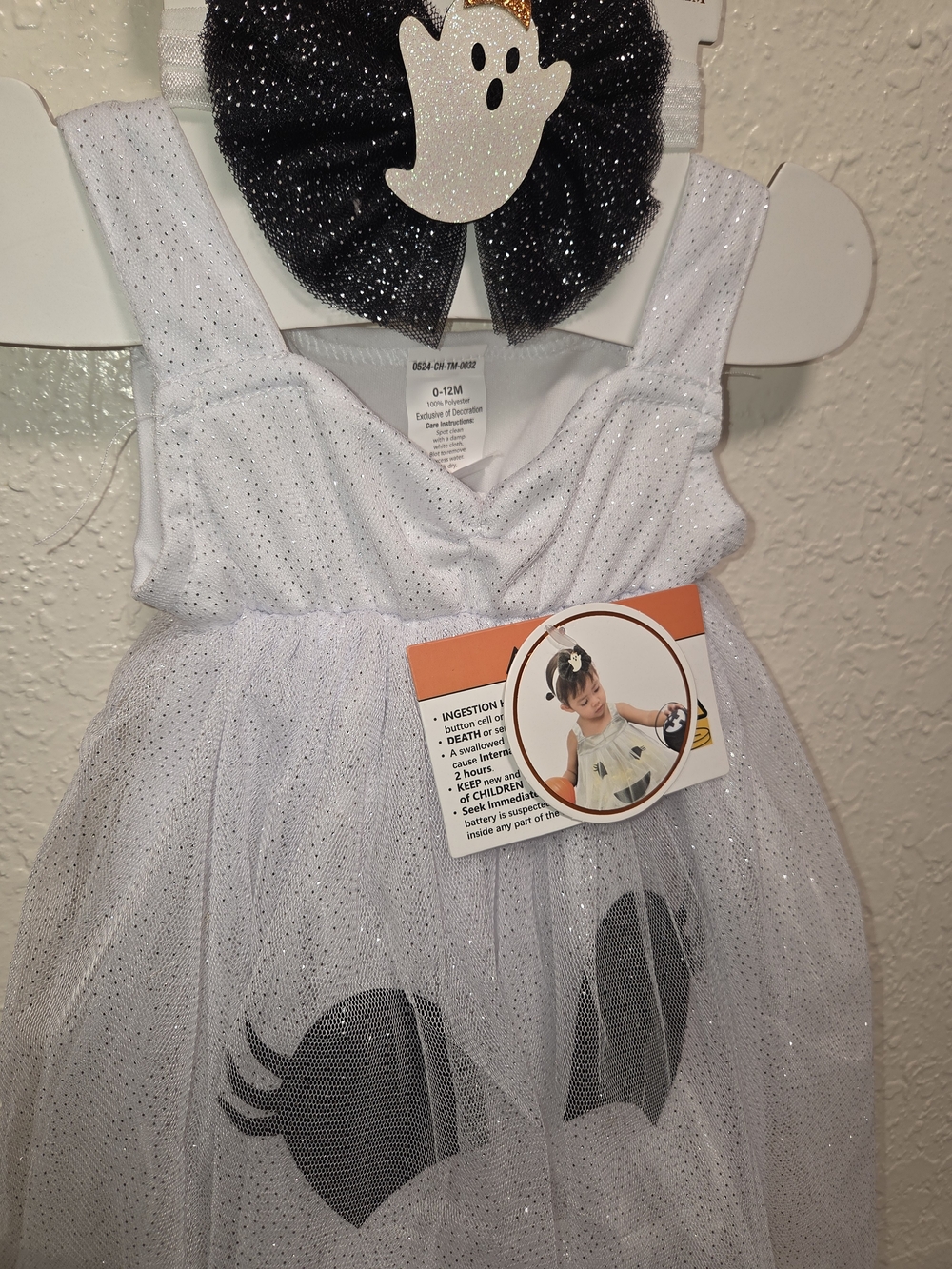 Baby White Sparkle Light Up Ghost Dress With Tutu  And  Headband - Picture 4 of 5